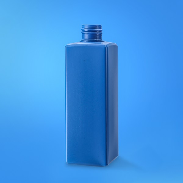 Bild von 250 ml Vierkantflasche aus rHDPE Ocean Bound Plastic, blau – Gewinde 24/410
