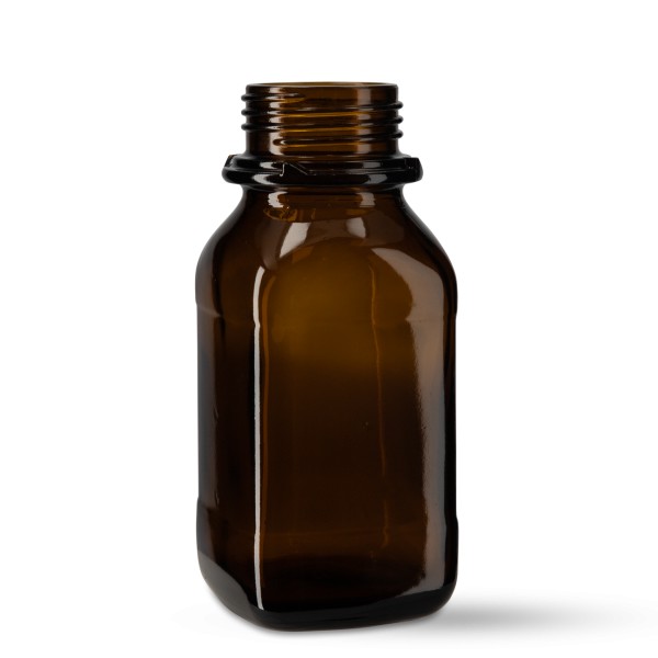 Bild von 250 ml eckige Weithalsflasche aus Braunglas, GL45