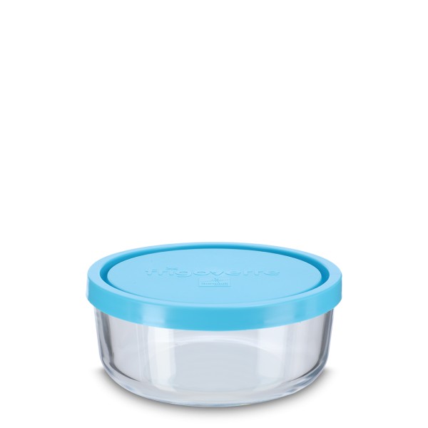 Bild von Frischhaltedose rund 300 ml aus Klarglas mit blauem Deckel