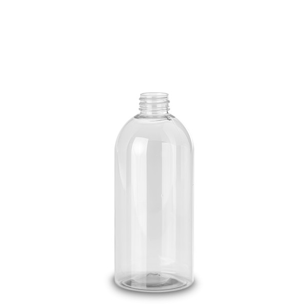 Bild von Boston Round Rundflasche PET 500 ml, klar, Gewinde 28/410