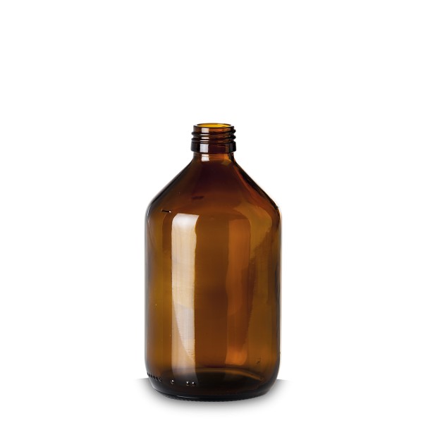 Bild von 500 ml Braunglas-Medizinflasche, rund, Gewinde PP28