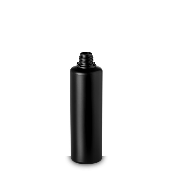 Bild von 500 ml zylindrische Rundflasche aus HDPE, schwarz, Gewinde OV28