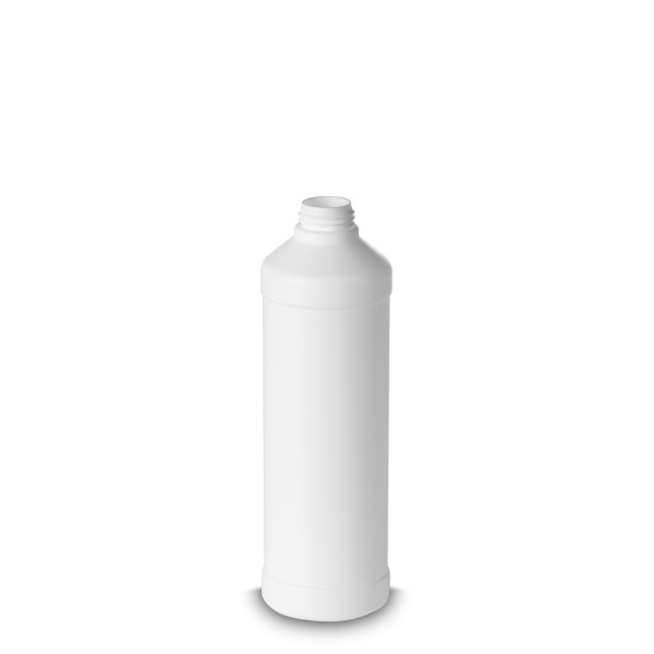Bild von 500 ml HDPE-Rundflasche, weiß, ND28, zylindrisch (eingezogenes Dekofeld)