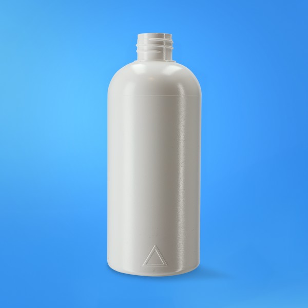 Bild von 500 ml Rundflasche – rHDPE weiß, Gewinde 28/410, Rundschulter (40 g)