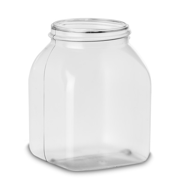 Bild von 500 ml quadratische Schraubdose aus klarem PVC mit ND 65 Gewinde