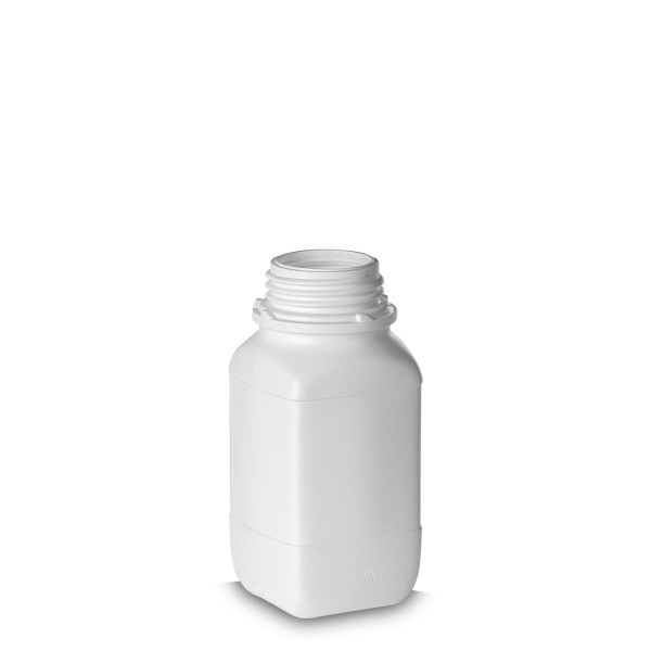 Bild von 500 ml Vierkant-UN-Flasche HDPE weiß, Gewinde OV54 (eckig, UN 3H1/X1.5/S)
