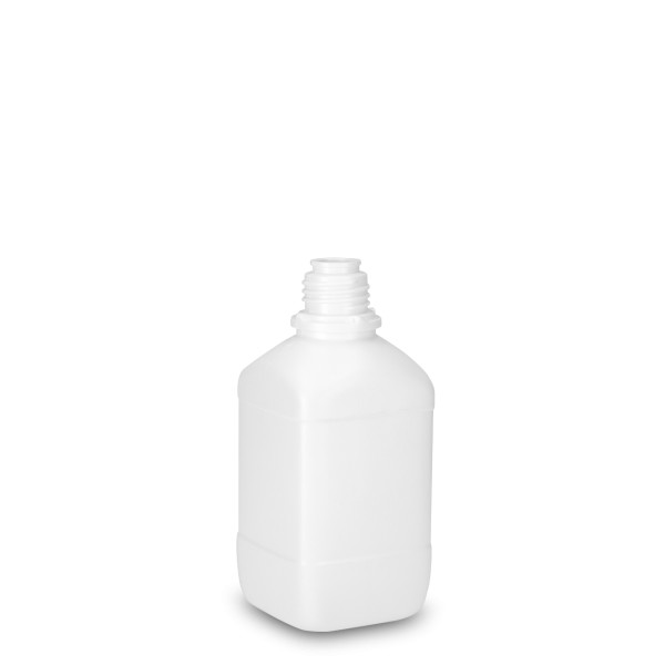 Bild von 500 ml HDPE-Vierkantflasche weiß, Enghals mit OV32-Gewinde