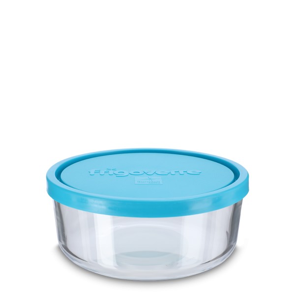 Bild von Frischhaltedose Glas rund 750 ml mit blauem Deckel (LDPE)
