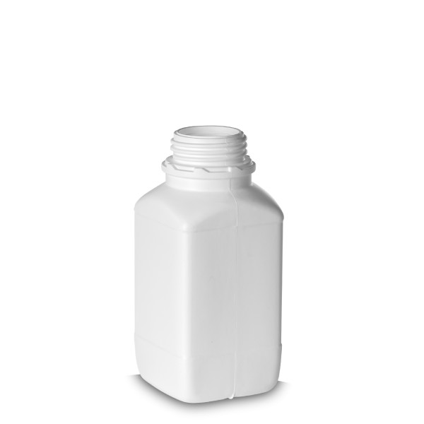 Bild von 750 ml HDPE-Vierkantflasche weiß mit OV54-Gewinde (UN-zugelassen)
