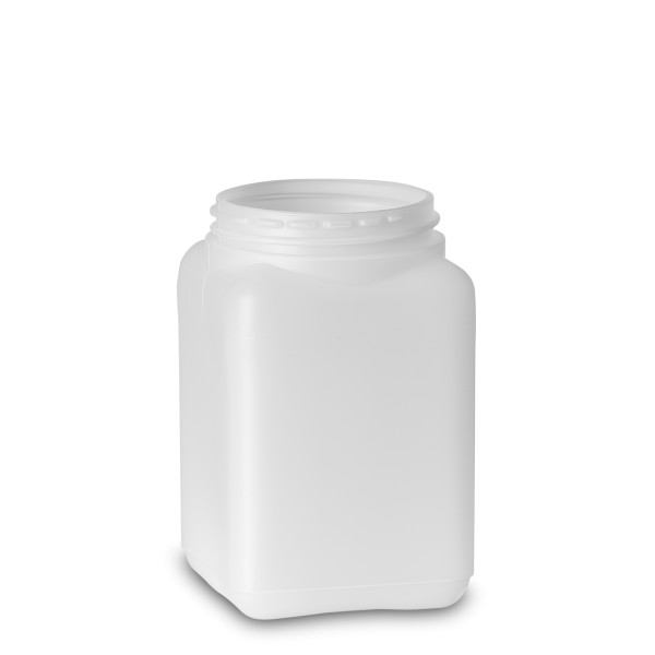 Bild von 750 ml eckige Weithalsflasche HDPE natur, Gewinde RD 80