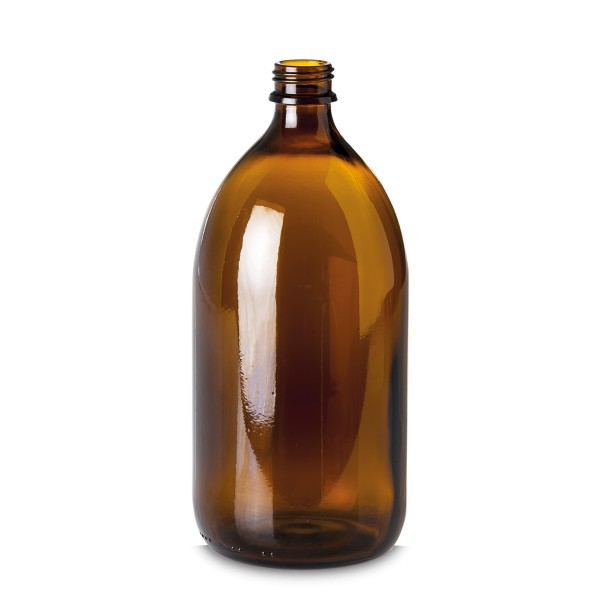 Bild von Enghalsflasche 1 L braunes Glas, rund, GL28