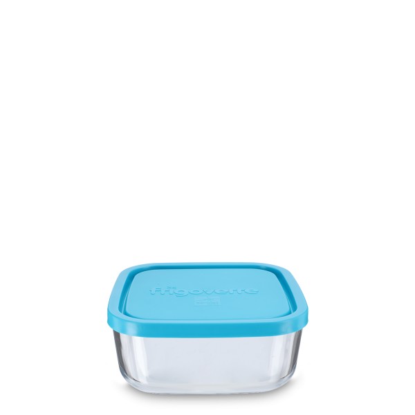Bild von Eckige Klarglas-Frischhaltedose 1000 ml mit blauem Deckel