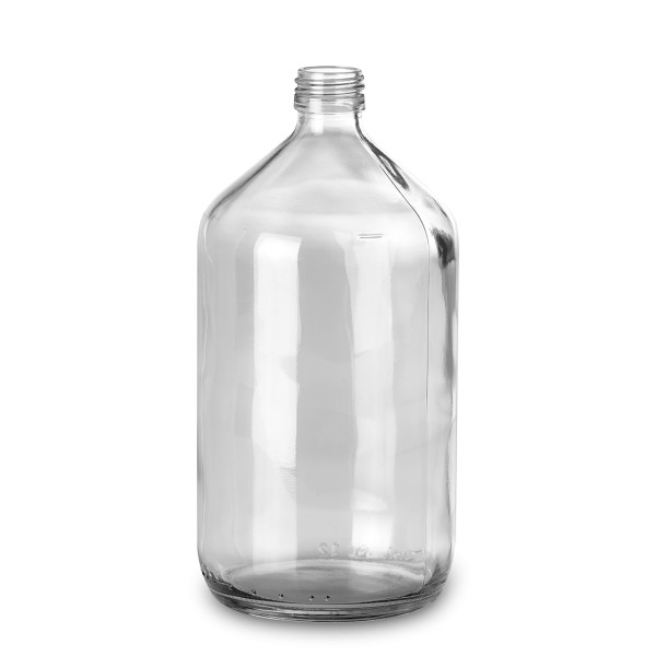 Bild von Medizinflasche Glas 1 L, klar, rund - PP28-Gewinde