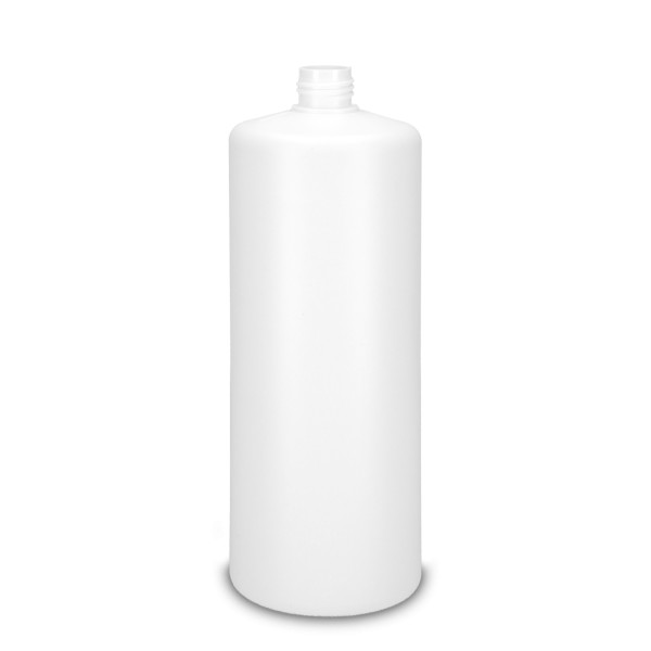 Bild von 1 L zylindrische HDPE-Rundflasche, weiß, Gewinde ND25