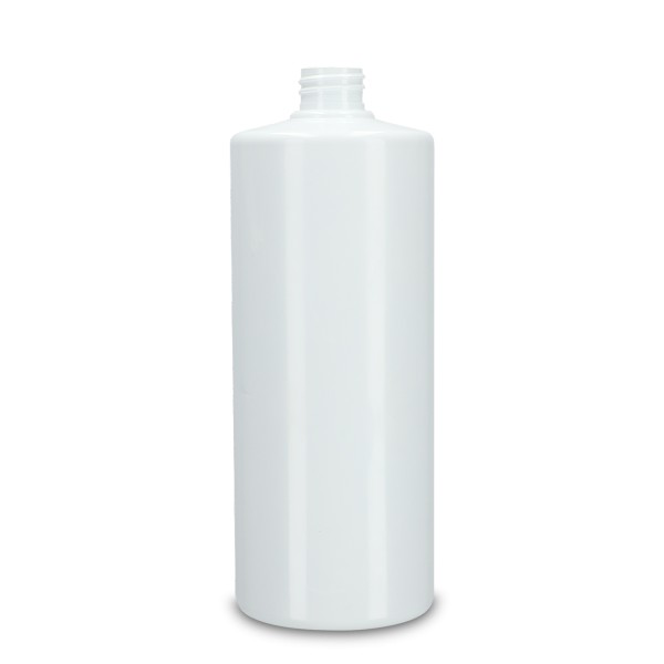 Bild von 1000 ml rPET Rundflasche, weiß, zylindrisch, Gewinde 28/410