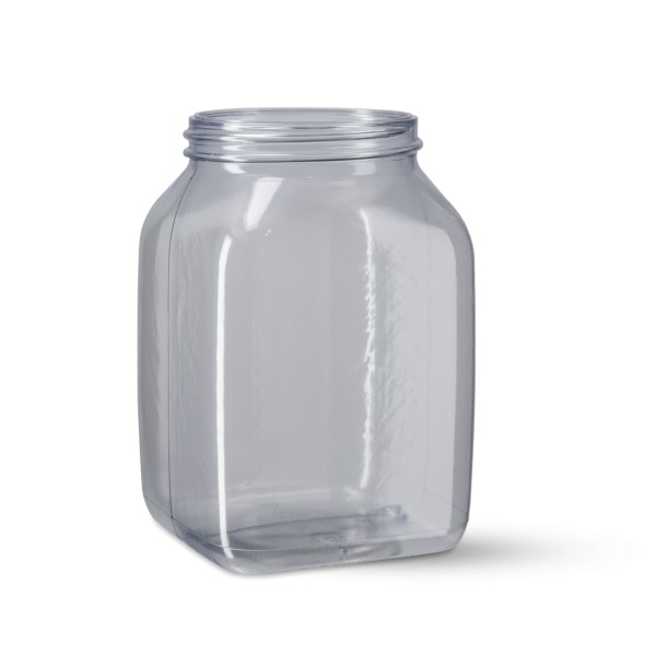 Bild von 1 L PVC-Schraubdose, klar, eckig mit ND80-Gewinde (1000 ml)