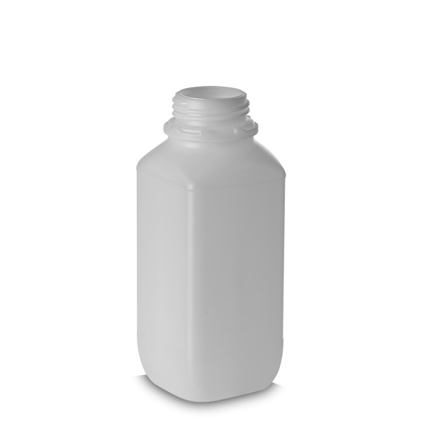 Bild von 1000 ml UN-Vierkantflasche HDPE natur mit OV54-Gewinde (eckig)