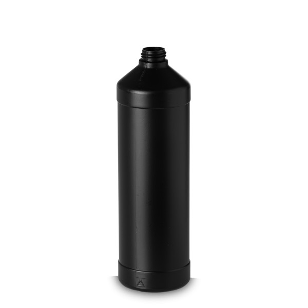 Bild von 1 L UN-zugelassene HDPE Rundflasche, schwarz, RD28 (zylindrisch)