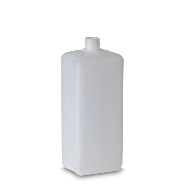 Bild von 1000 ml HDPE-Vierkantflasche natur mit RD25-Gewinde, rechteckig
