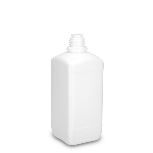 Bild von HDPE-Vierkantflasche 1000 ml, weiß, Enghals OV32