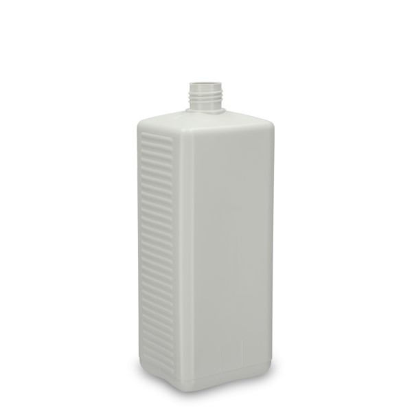 Bild von 1000 ml Vierkant-Kunststoffflasche weiß (rHDPE) mit ND25 Schraubgewinde