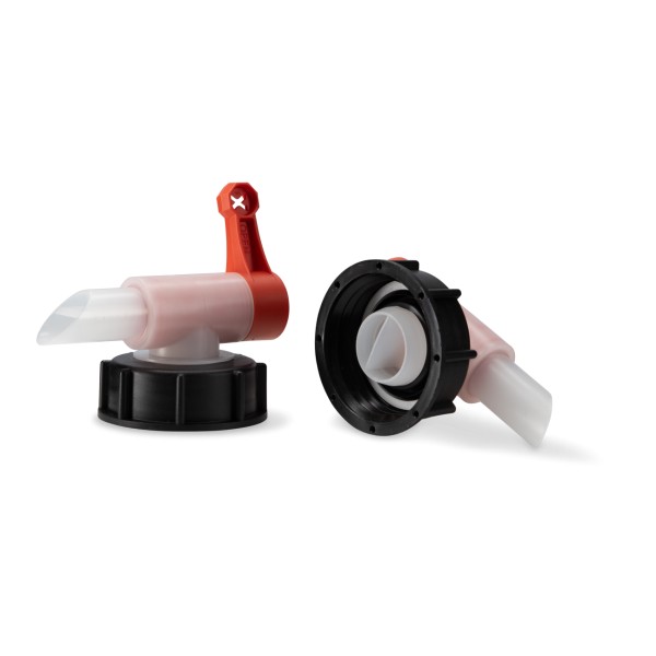 Bild von Dosierauslaufhahn RD51, HDPE (rot/natur) – für 5–12L Kanister