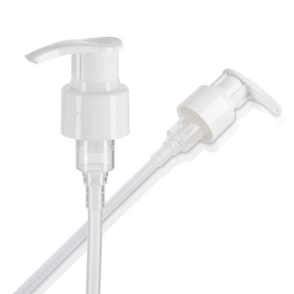 Bild von Lotionspumpe / Cremespender PP 24/410 Weiß‑Silber, 0,4 ml Hub