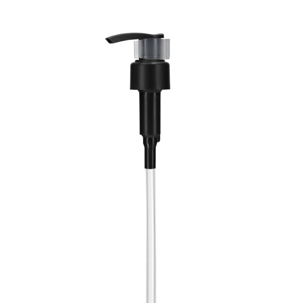 Bild von Cremespender schwarz matt (PP) – 175 mm Steigrohr, mit Sicherungsklammer, Gewinde 24/410