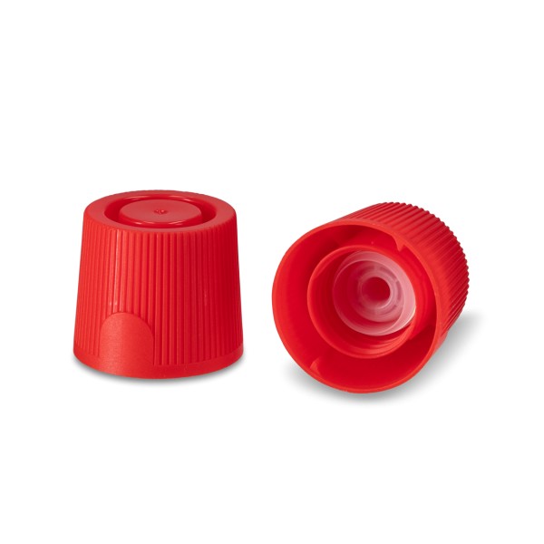 Bild von Drück‑Dreh Verschluss rot, Gewinde ND25 (PP) mit Spritzeinsatz