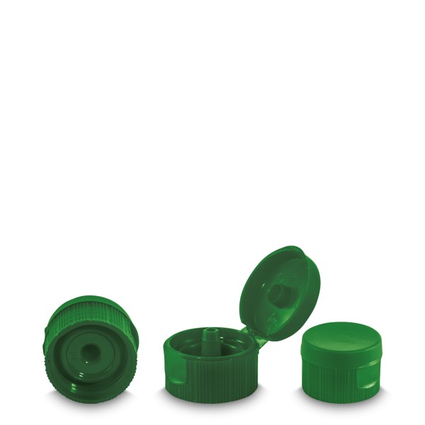 Bild von Klapp‑Scharnierverschluss aus PP, grün (ND28) – gerader Auslauf 3 mm, Typ 3899