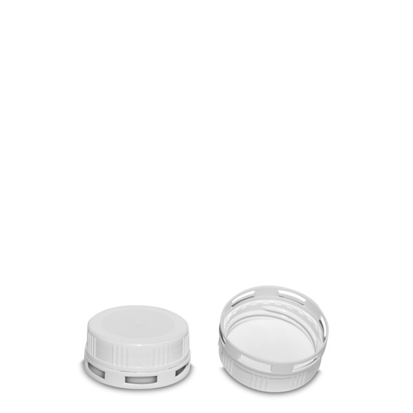 Bild von Garantieverschluss Drück&Dreh HDPE weiß, Gewinde S43 mit EPE-Einlage
