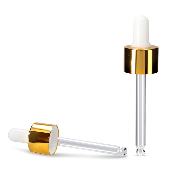 Bild von Pipettenaufsatz 20/410 in Gold/Weiß – passend für 30 ml Tropfflaschen