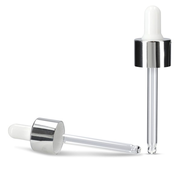 Bild von Pipettenverschluss 20/410 – silber/weiß für 30 ml Tropfflasche