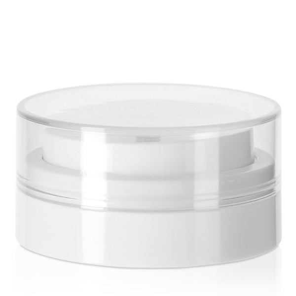 Bild von Airless-Pumpe (weiß) mit transparenter Überkappe – passend für 50 ml Tiegel (ND58)