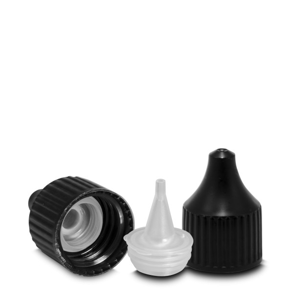 Bild von Spritzverschluss schwarz, PP für Gewinde RD18 (H 29,3 mm)