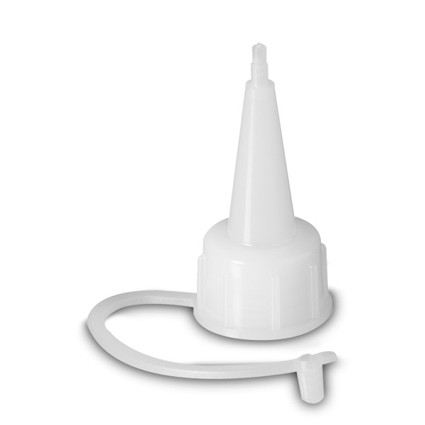 Bild von Spritzverschluss mit langer Spitze, weiß (HDPE) – Gewinde 18