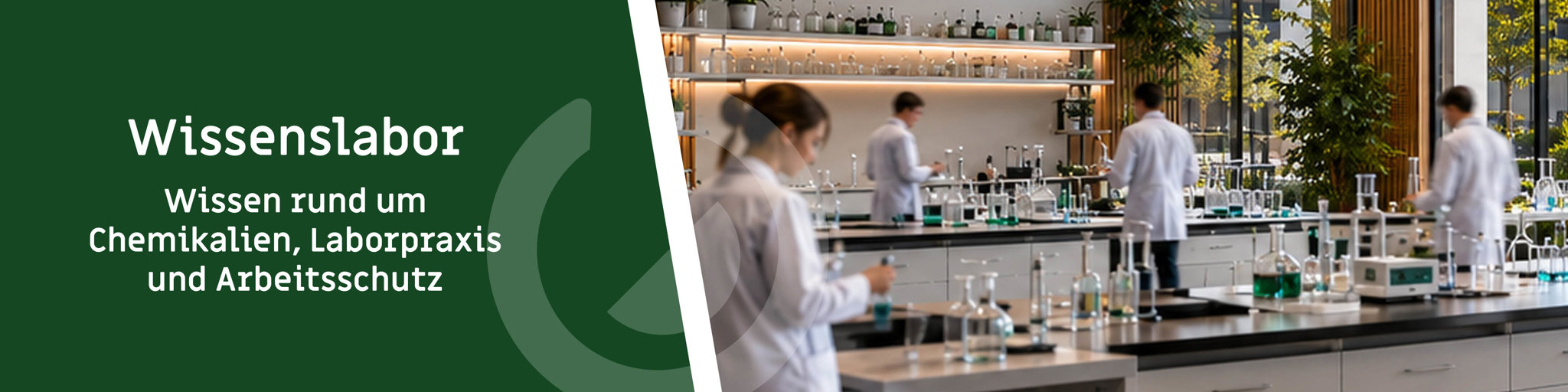 Banner des SuboLab-Blogs mit mehreren Personen in einem modernen Labor, umgeben von Chemikalien, Laborgeräten und Glasgefäßen.