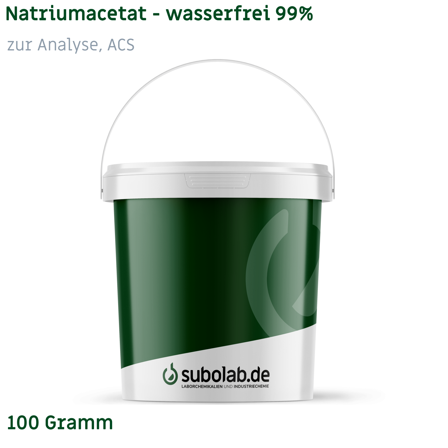 Bild von Natriumacetat - wasserfrei 99% zur Analyse, ACS (100 Gramm)