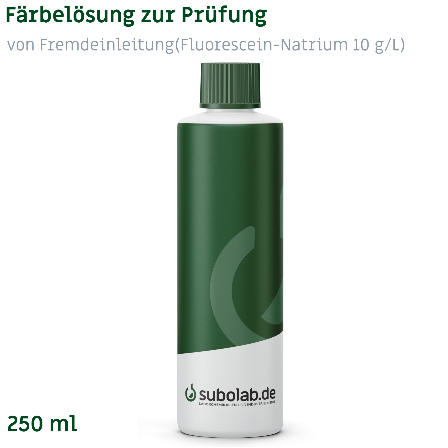 Bild von Färbelösung zur Prüfung von Fremdeinleitung(Fluorescein-Natrium 10 g/L) (250 ml)