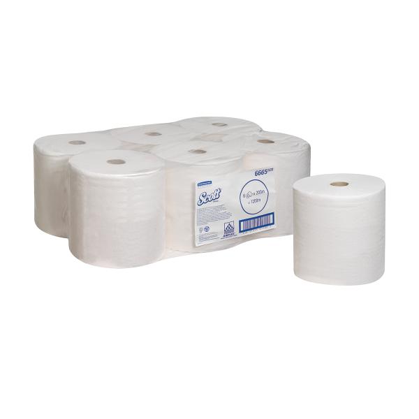 Bild von SCOTT Performance Rollenhandtücher, weiß, 1-lagig, 20 cm x 200 m