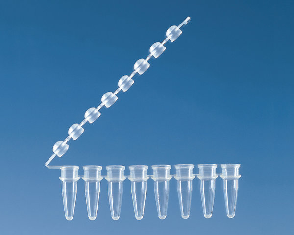 Bild von PCR Gefäße, 8er-Strips, 0,2ml, anhängender Deckelstreifen, Pck à 125 Strips