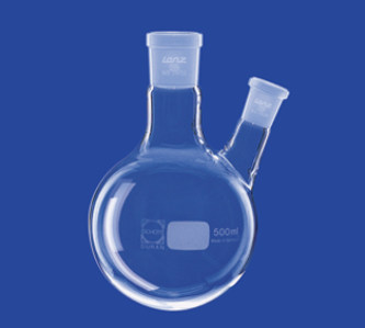 Bild von Zweihalsrundkolben, Duran, 500ml, NS29/32, Seitenhals schräg NS29/32
