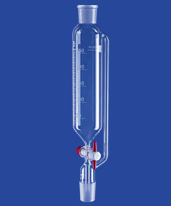 Bild von Tropftrichter 100ml, NS14/23, PTFE-Küken, zylindrisch, graduiert, Druckausgleich